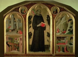 Het Gezegende Agostino Novello Altaarstuk, met vier van zijn wonderen, ca. 1328